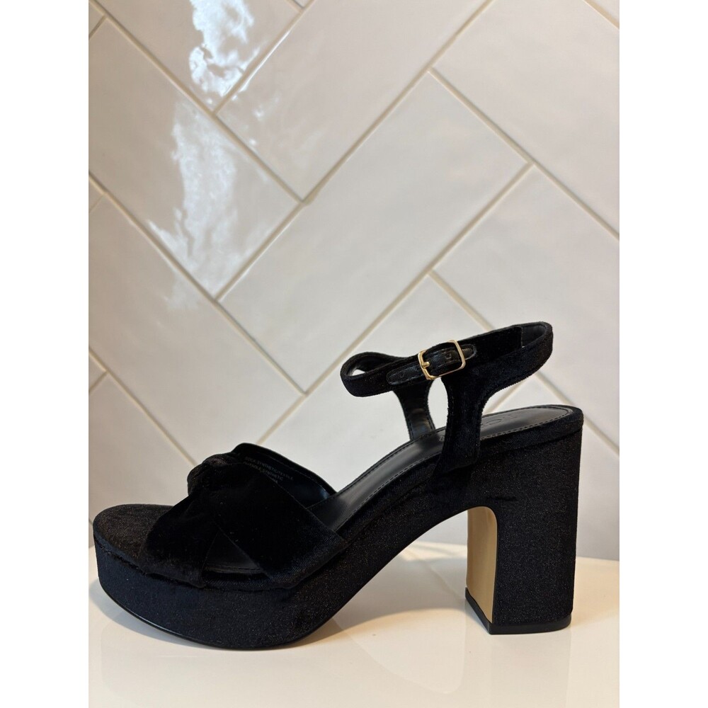 J. Crew Velvet Bow Women's Platform Heels - Black Size 8 y2k boho $148
